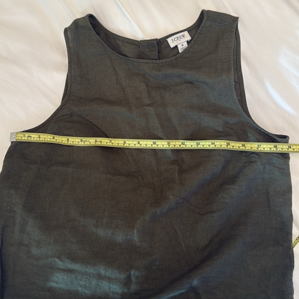 J. Crew Olive Green Sleeveless Boxy Linen Tank Top. - Picture 4 of 5